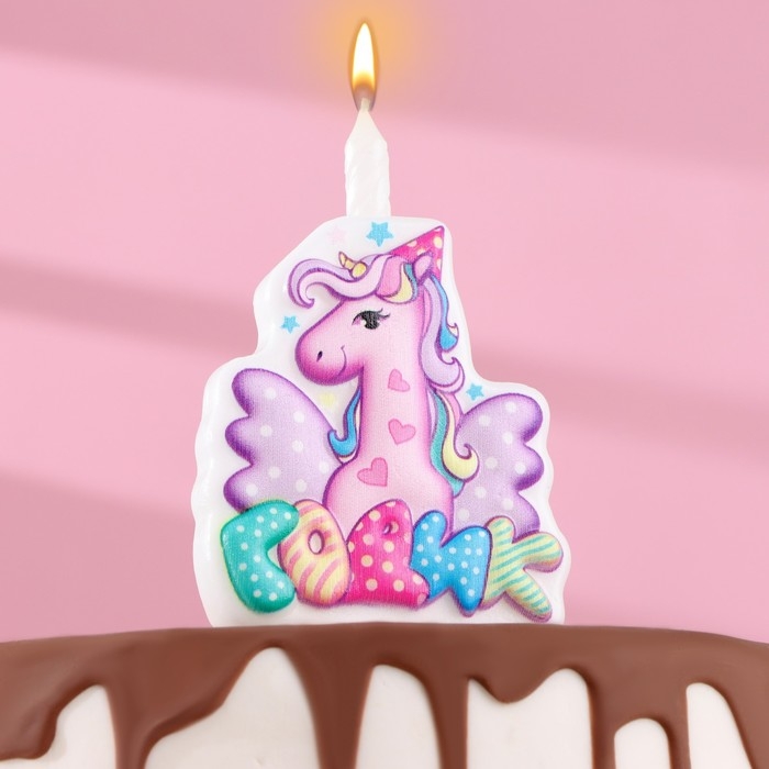 Свеча в торт Свеча в торт "Мне годик!" с единорогом, 9,7 см, 12 мин, 40 г