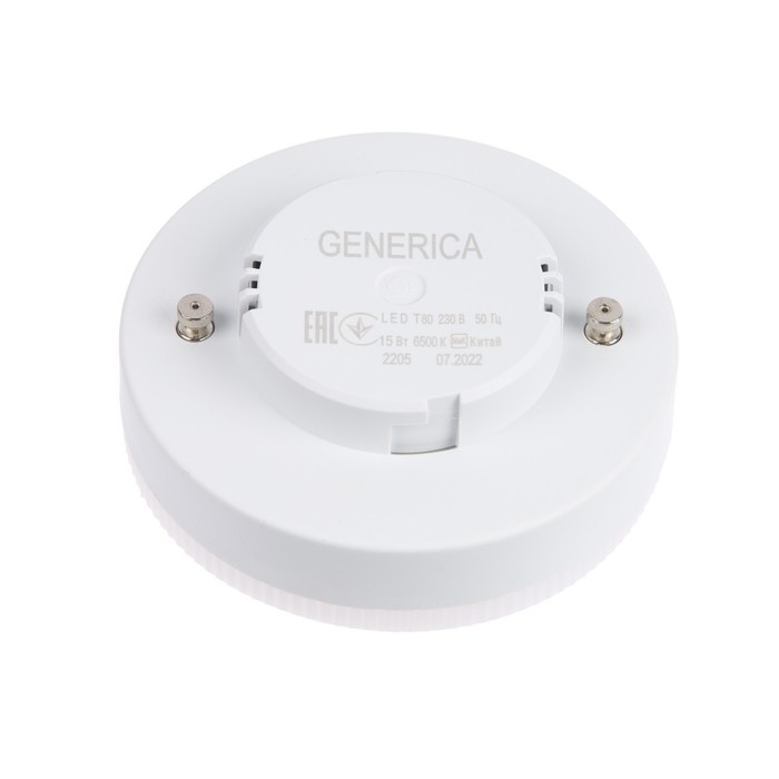 Лампа светодиодная GENERICA T80, 15 Вт, таблетка, 6500 К, GX53, 230 В, LL-T80-15-230-65-GX53-G