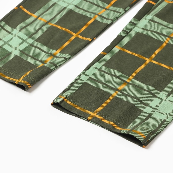 Комплект (футболка/брюки) мужской, цвет зеленый/клетка, размер 54 Комплект (футболка/брюки) мужской, цвет зеленый/клетка, размер 54