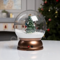 Светодиодная фигура &laquo;Шар со снеговиками и ёлкой&raquo; 21.5 &times; 26.5 &times; 21.5 см, пластик, батарейки ААх3 (не в комплекте), USB, свечение белое