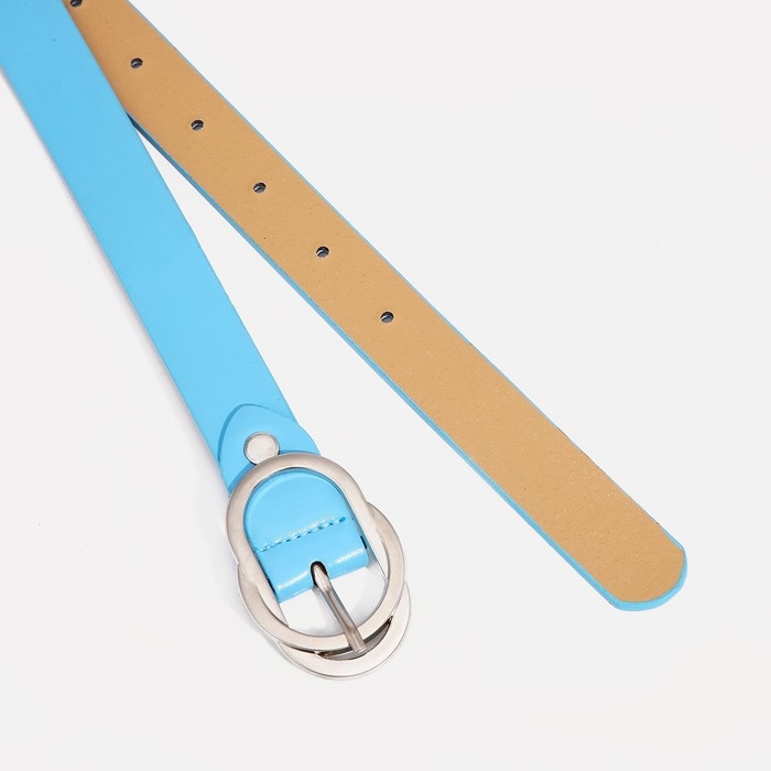 Ремень женский, ширина 2,4 см, винт, пряжка металл, цвет голубой