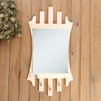 Зеркало "Резное Лесенка" с полкой 3 крючка, 75&times;40 см