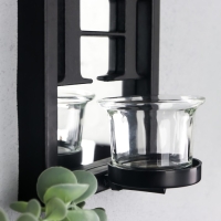 Подсвечник пластик, стекло на 1 свечу "Отражение веры" d-4 см чёрная 8х12х41 см