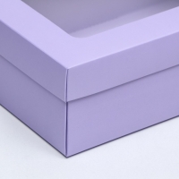 Коробка подарочная складная, упаковка, крышка-дно, с окном, сиреневая , 24 х 17 х 8 см Коробка подарочная складная, упаковка, крышка-дно, с окном, сиреневая , 24 х 17 х 8 см