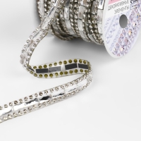 Стразы термоклеевые &laquo;Прямоугольник&raquo;, ширина - 8 мм, 4,5 &plusmn; 0,5 м, цвет серебряный