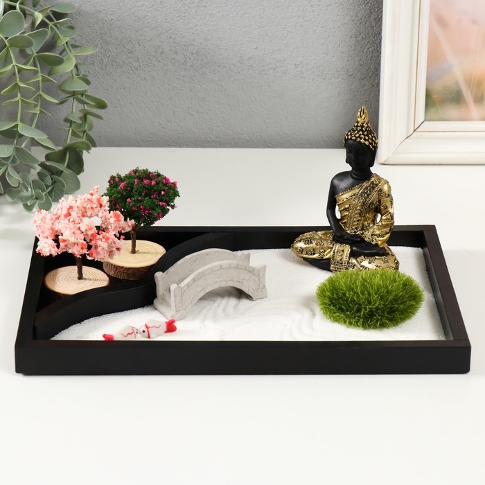 Сад камней Дзен "Будда в цветущем саду" песок 27,2х18,2х11,5 см