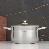 Кастрюля &laquo;Диана&raquo;, 6 л, d=24 см, капсульное дно, стеклянная крышка, индукция