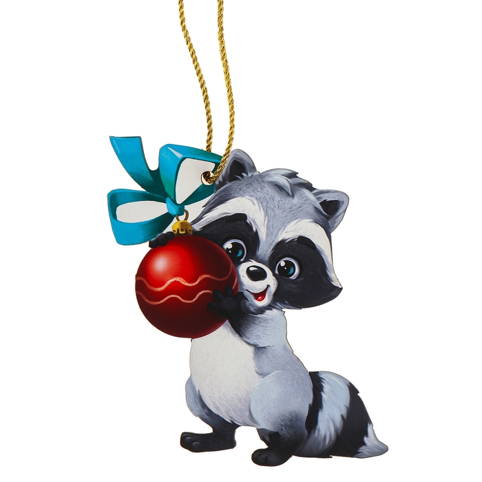 Ёлочная деревянная подвеска &laquo;Новый год! Енотик&raquo;