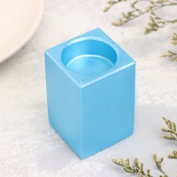 Подсвечник "Квадрат" из гипса, 5х8см, голубой Подсвечник "Квадрат" из гипса, 5х8см, голубой