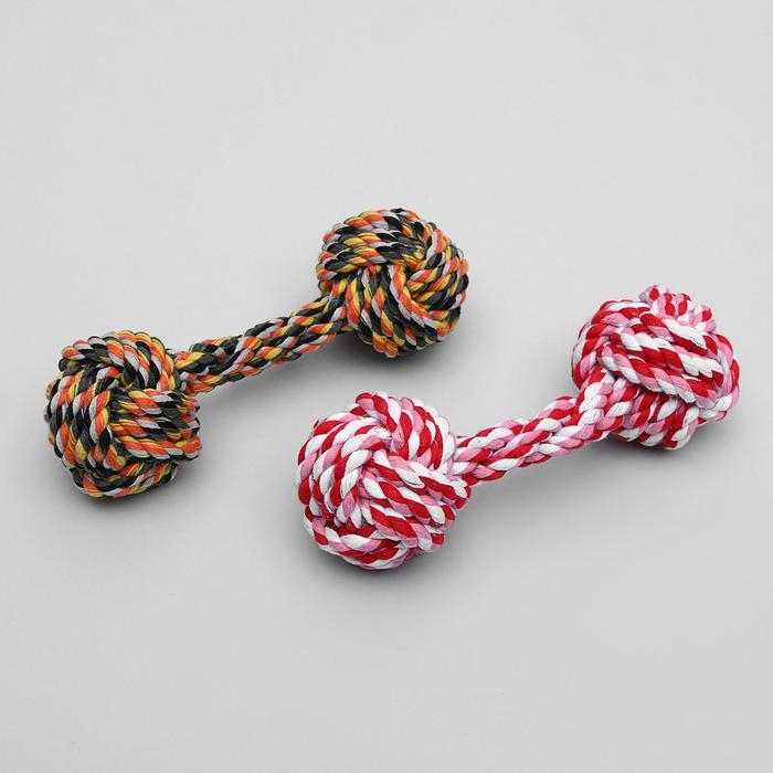 Игрушка тренировочная канатная Игрушка тренировочная канатная "Гантель", 180 г, микс цветов