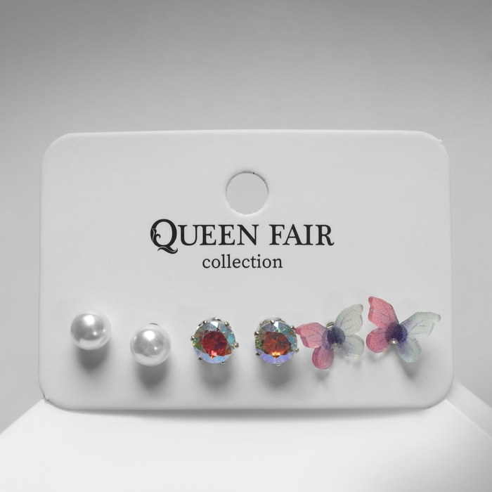 Пусеты 3 пары &laquo;Летние истории&raquo; бабочки, цветные