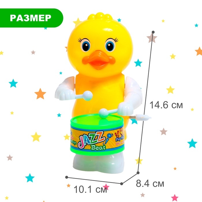 Заводная игрушка «Утка барабанщик», МИКС Заводная игрушка «Утка барабанщик», МИКС