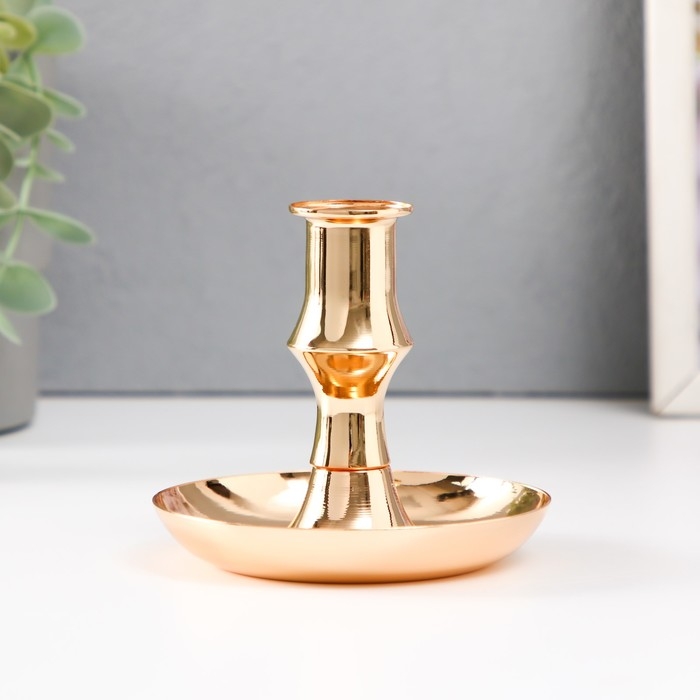 Подсвечник металл на 1 свечу d=2 см "Калланд" золото 10х10х9 см