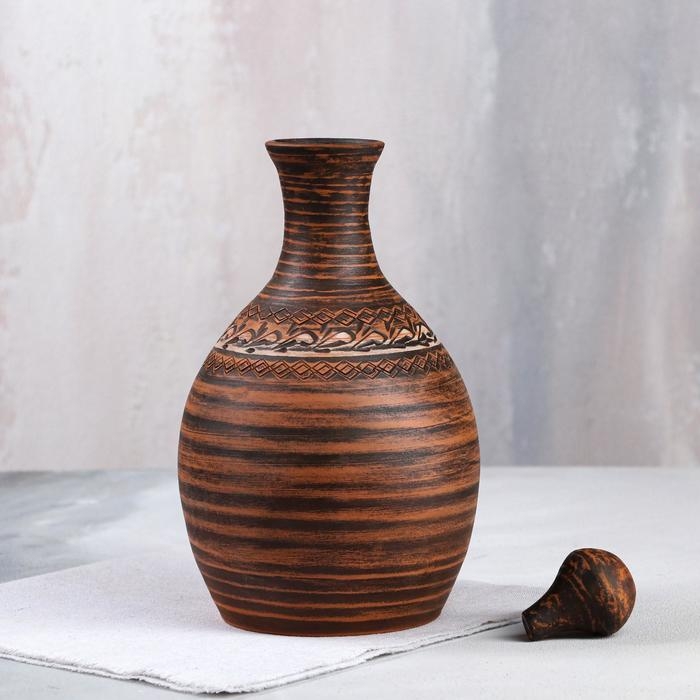 Штоф &laquo;Келин&raquo;, гончарный, ангоб, красная глина, 2,2 л, микс