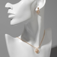 Гарнитур 3 предмета: серьги, кулон, кольцо, размер МИКС (16-18) «Сердце», цвет белый в золоте, 40 см Гарнитур 3 предмета: серьги, кулон, кольцо, размер МИКС (16-18) «Сердце», цвет белый в золоте, 40 см