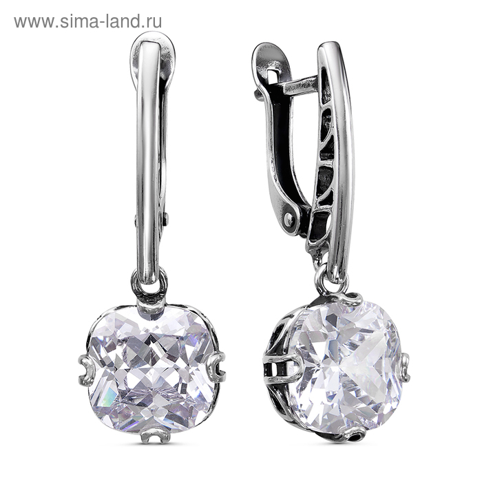 Серьги &laquo;Луч&raquo; крупные, посеребрение с оксидированием