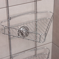 Полка угловая 3-х ярусная Accoona, A11473-3, 20&times;30&times;57 см, на вакуумных присосках, цвет хром