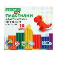 Пластилин 10 цветов 200 г KIDS, со стеком Пластилин 10 цветов 200 г KIDS, со стеком