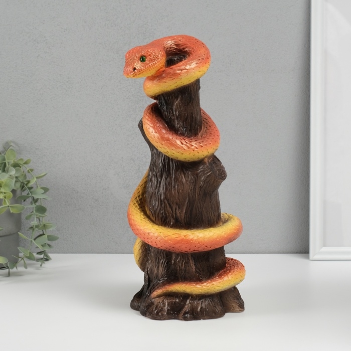 Новогодняя копилка Новогодняя копилка "Змея на пеньке" 33 х 14 х 15 см, оранжевый