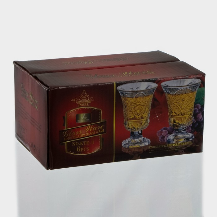 Набор рюмок стеклянных «Ледяная звезда», 40 мл, 5,5×7,5 см, 6 шт Набор рюмок стеклянных «Ледяная звезда», 40 мл, 5,5×7,5 см, 6 шт