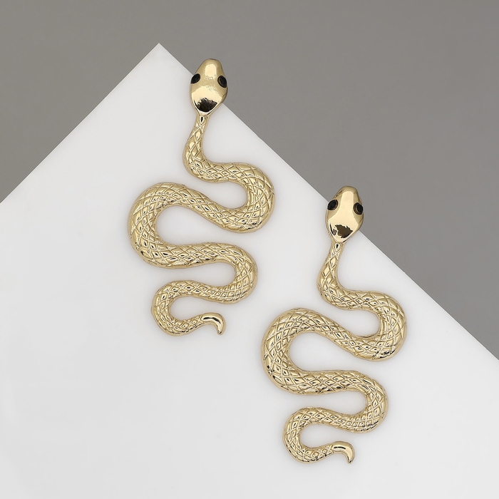 Новый год! Символ года 2025! Серьги металл &laquo;Змея&raquo; пламенное желание мини, цвет белый в золоте