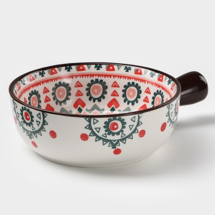 Кокотница керамическая &laquo;Узоры&raquo;, 550 мл, цвет белый