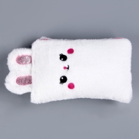 Пенал школьный мягкий &laquo;Зайчик&raquo;, 21 &times; 13 см, плюш, белый цвет