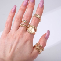 Кольцо набор 8 штук &laquo;Природа&raquo;, размер МИКС, цвет золото