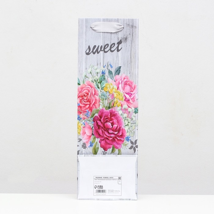 Пакет ламинированный под бутылку Пакет ламинированный под бутылку "Букет цветов" 12х36х9