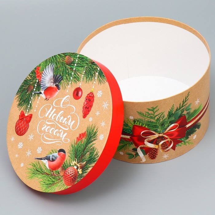 Коробка подарочная круглая &laquo;Новогодняя ботаника&raquo;, 14.5 х 22.6 см, Новый год