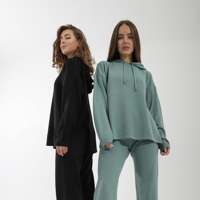 Костюм вязаный SL, с капюшоном, 42-44, чёрный Костюм вязаный SL, с капюшоном, 42-44, чёрный