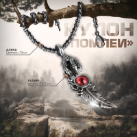 Кулон-амулет &laquo;Помпеи&raquo; перышко, цвет красный в чернёном серебре, 70 см