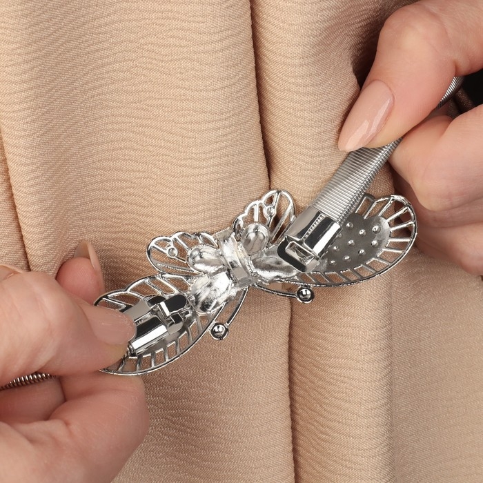 Подхват для штор &laquo;Бабочка&raquo;, 9 &times; 3 см, 23,5 см, цвет серебряный