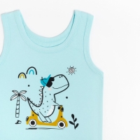 Комплект для мальчика (майка, трусы), цвет мятный/дино, рост 92 см