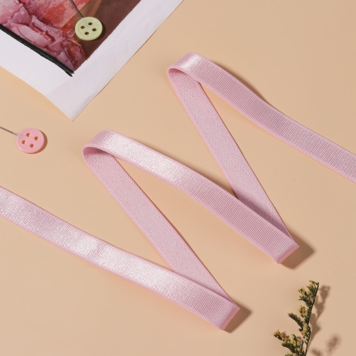 Резинка для бретелей, блестящая, 10 мм, 10 &plusmn; 0,5 м, цвет розовый