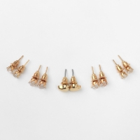 Набор 6 предметов: 5 пар серьги,1 браслет &laquo;Сердце&raquo;, цвет белый в золоте