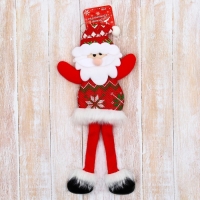 Мягкая подвеска "Дед Мороз в костюмчике с орнаментом, длинные ножки" 10х28 см, красный Мягкая подвеска "Дед Мороз в костюмчике с орнаментом, длинные ножки" 10х28 см, красный