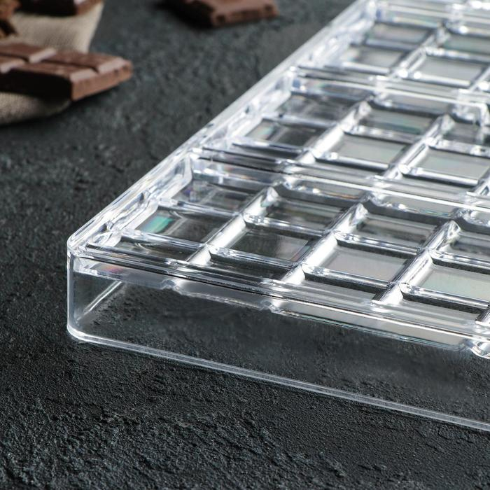 Форма для шоколада KONFINETTA &laquo;Плитка&raquo;, 33&times;16,5&times;3 см, 4 ячейки, цвет прозрачный