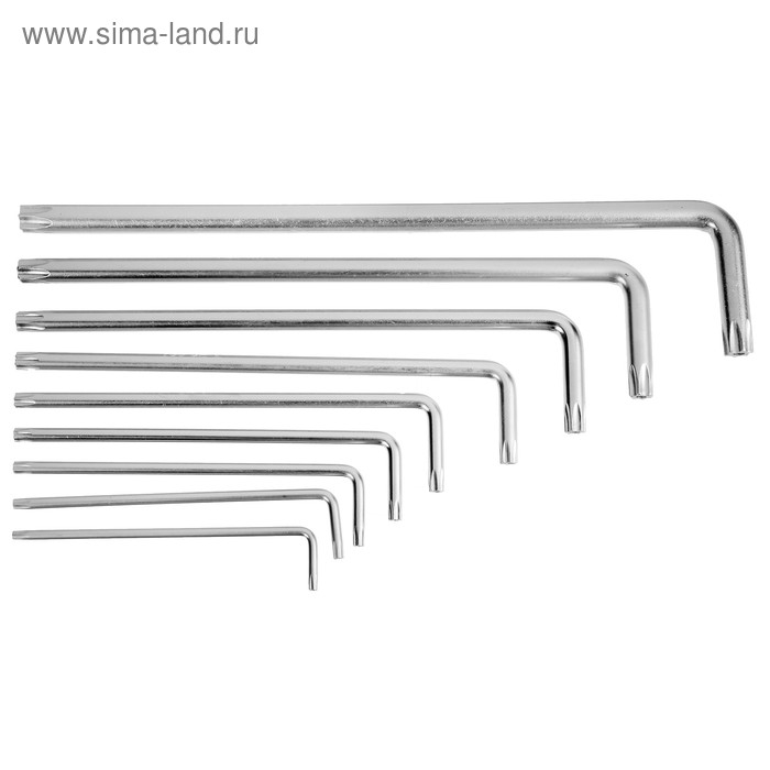 Набор ключей ТУНДРА, TORX Tamper, экстрадлинные, CrV, TT10 - TT50, 9 шт.