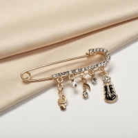 Булавка &laquo;Классика&raquo; нотки, 5,5 см, цвет бело-чёрный в золоте