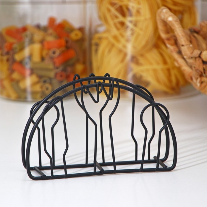 Салфетница Доляна &laquo;Столовые приборы&raquo;,13&times;3,5&times;8 см, цвет чёрный