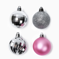 Новогодние шары ёлочные, на Новый год, d=5 см, 10 шт., цвет розовые и серебристый Новогодние шары ёлочные, на Новый год, d=5 см, 10 шт., цвет розовые и серебристый
