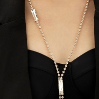 Колье &laquo;Нить&raquo; прямоугольники, цвет белый в золоте,70 см