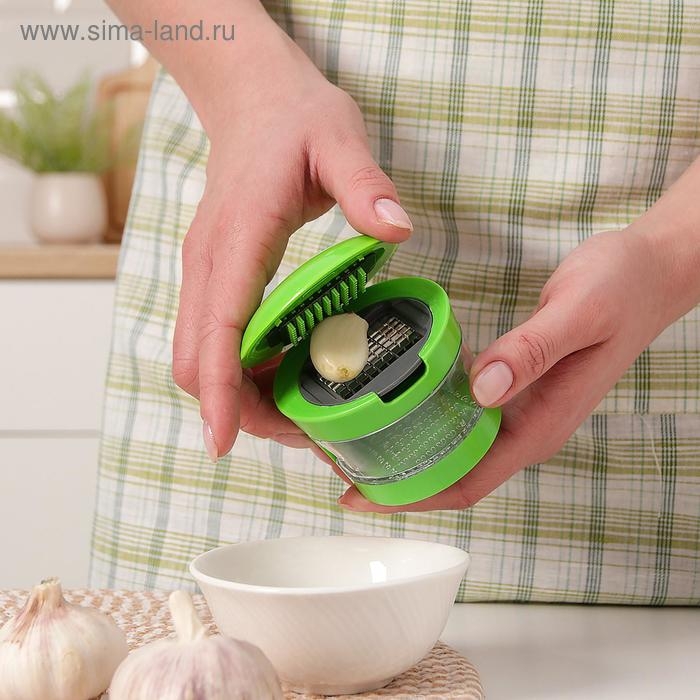 Приспособление для нарезки чеснока &laquo;Прино&raquo;, 2 насадки, 7,5&times;7,5&times;6 см, цвет зелёный