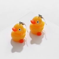Серьги пластик &laquo;Уточки&raquo;, цвет оранжево-жёлтый в серебре
