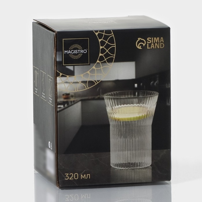 Стакан стеклянный Magistro &laquo;Грани&raquo;, 320 мл, 8,5&times;11 см