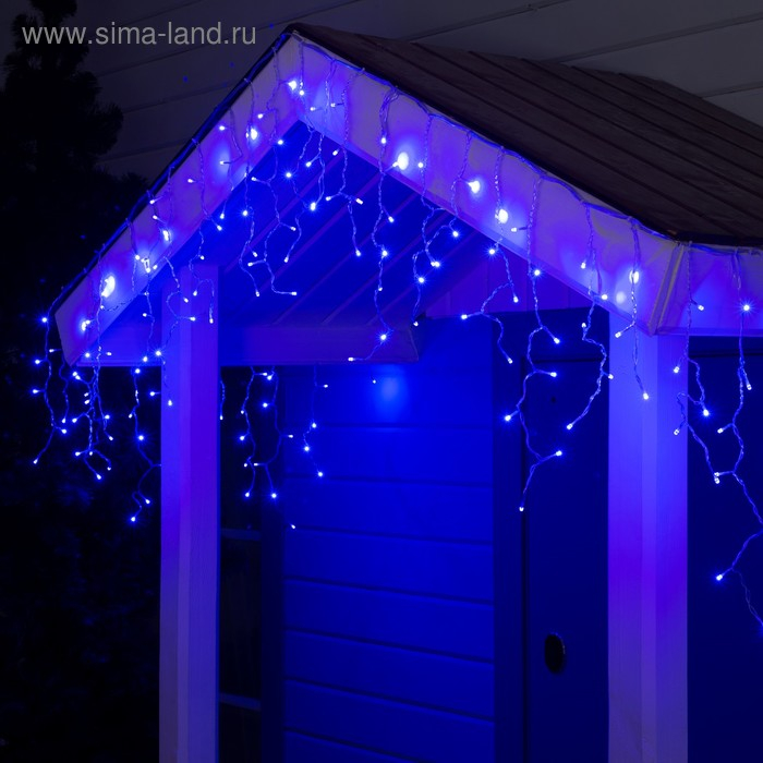 Гирлянда &laquo;Бахрома&raquo; 3 &times; 0.6 м, IP44, УМС, прозрачная нить, 160 SMD-LED, свечение синее, 220 В