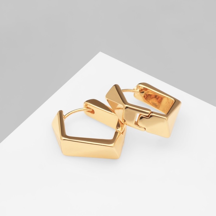 Серьги металл &laquo;Аккорд&raquo; пятиугольник, цвет золото