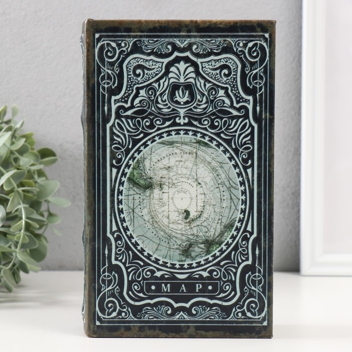 Сейф-книга дерево кожзам "Старинная карта" тиснение 21х13х5 см