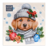 Новогодние салфетки бумажные Home Collection &laquo;Добрый песик&raquo;, 3 слоя, 33х33 см, 20 шт